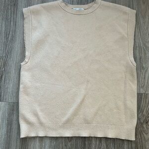 Zara Women Oversized Beige Crewneck Sweater